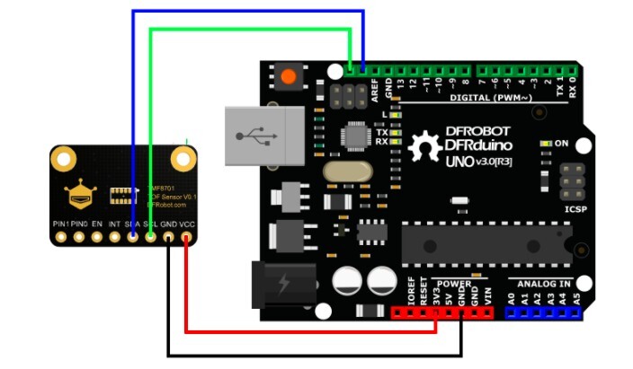 Fermion: TMF8701 ToF Distance Ranging Sensor (10-600mm) (Breakout) by DFRobot